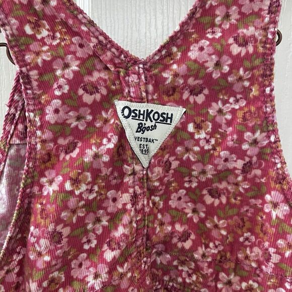 Oshkosh B'gosh Pink Floral Corduroy Overall Dress Jumper Girls Size 4T - Picture 11 of 11